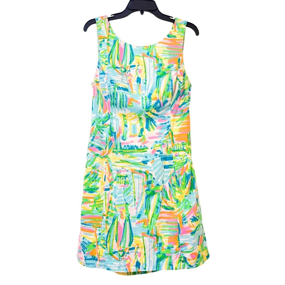 LILLY PULITZER Sea Salt & Sun Courtney Tie Back Shift Dress Lined Womens Size 12